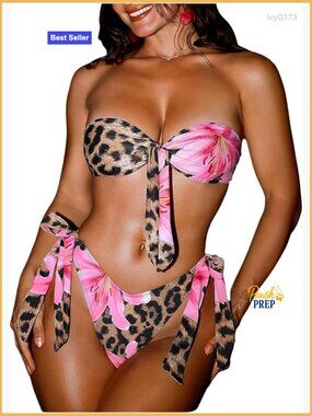 Bandeau Bikini Set Thong Bathing Suit Sexy 2 Piece Swimsuit